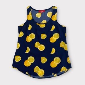 Saks Fifth Avenue Women’s Top Blouse XS Lemons Vibrant Whimsical Whimsy Casual